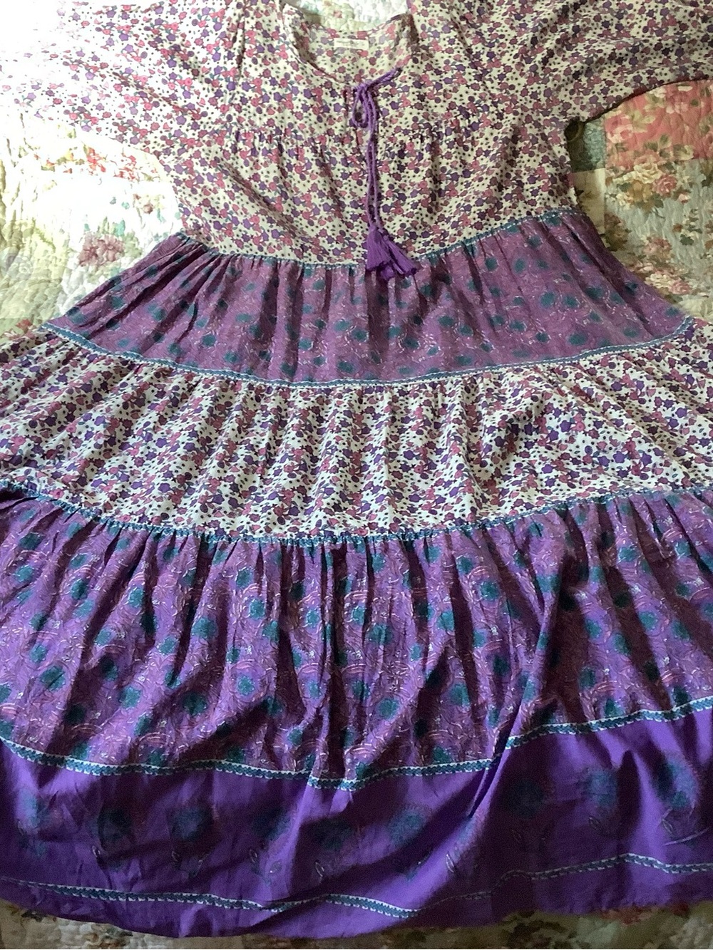 NATURAL LIFE Purple Floral Tiered Maxi Dress